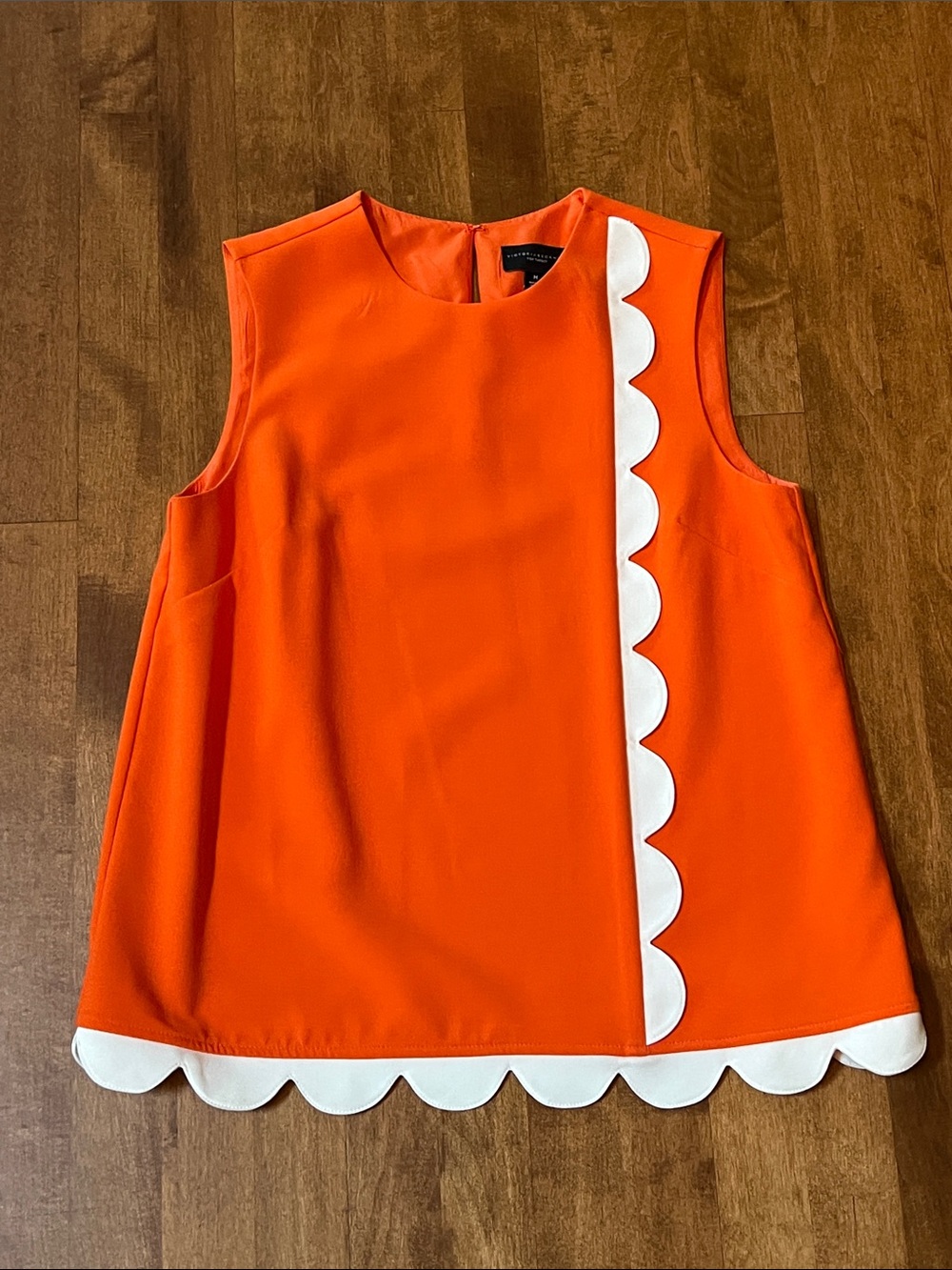 Victoria Beckham for Target Orange Sleeveless Tunic with White Scallop Trim